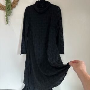 Women's Black Long Sleeve Cowl Neck Dress